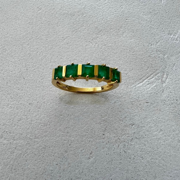 Emerald ring. HALF ETERNITY RINGE 18K YELLOW. - Picture 7 of 14